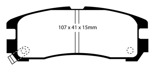 EBC Redstuff rear brake pads for Chrysler Sebring Coupe 2.0, high-performance brake pads with red friction material