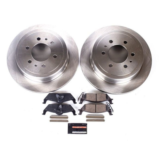 PowerStop OE rear brake kit for Ford F-150 2004-2011, includes brake rotors and pads for enhanced stopping power.