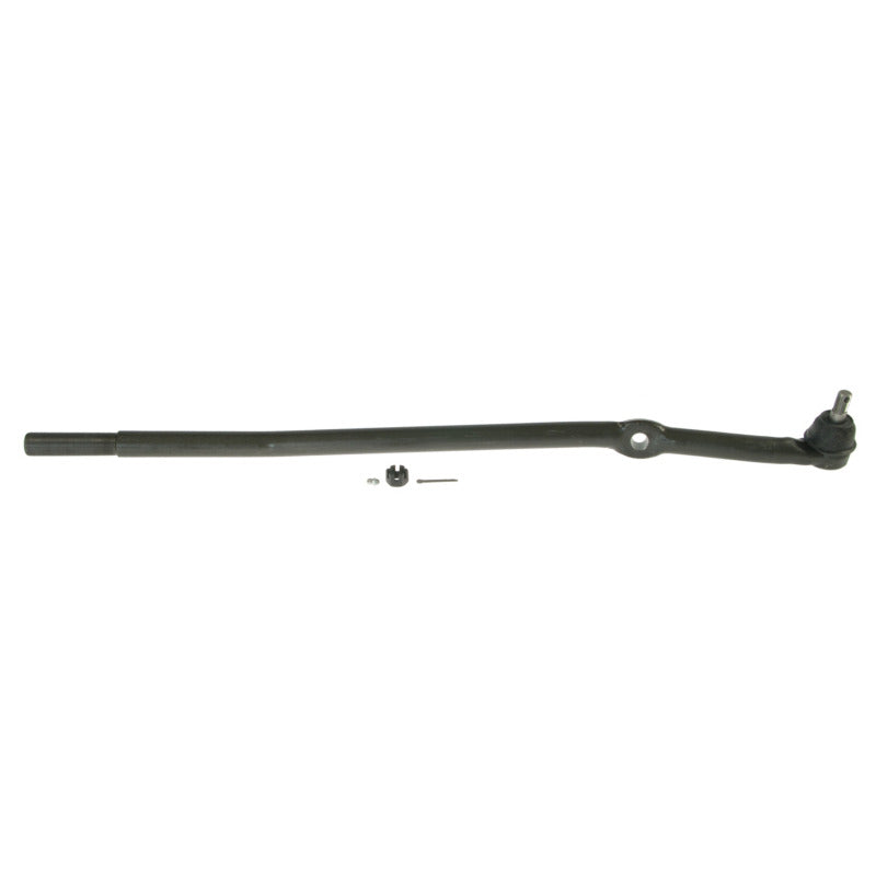 Moog front right outer tie rod end for Dodge Ram 1500 2006-2008, close-up of the metal part with rubber boot.