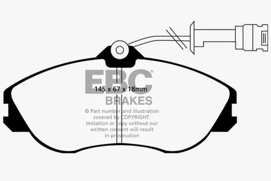 EBC Ultimax2 front brake pads for Audi 90 2.8 1992-1995, OE type, showing the brake pad set with friction material and metal backing.