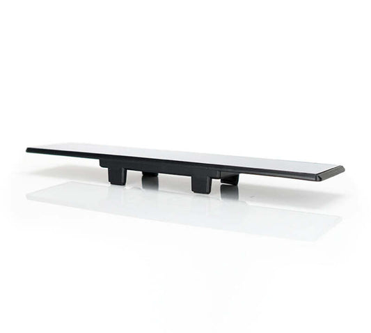 NRG 270mm wide panorama clip-on rearview mirror with flat glass and white tint, designed for enhanced visibility in vehicles.
