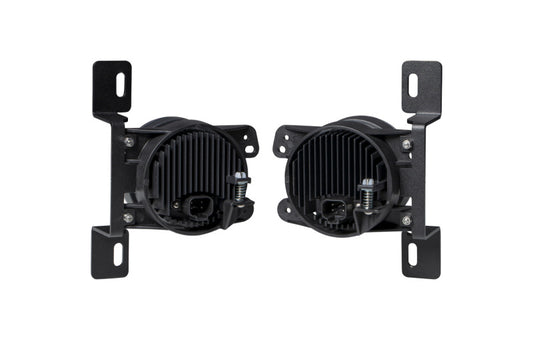 Pair of Diode Dynamics Elite Series Type MR white fog lamps with clear lenses and black mounting brackets.