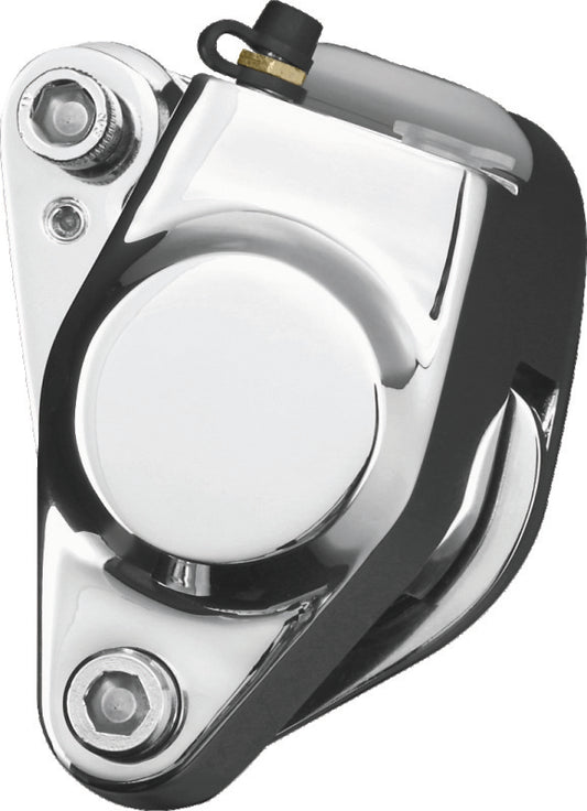 Bikers Choice chrome front brake caliper assembly with 2 pistons for Harley Big Twin 1984-1999, includes pads