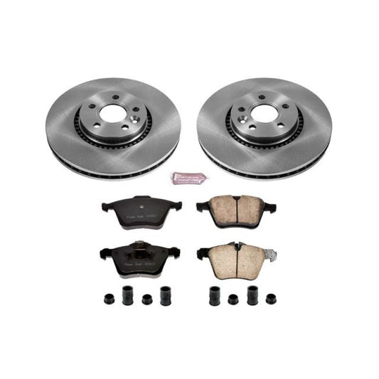 PowerStop OE front brake kit for 2011-2014 Volvo S60, includes brake rotors and pads for reliable stopping performance.