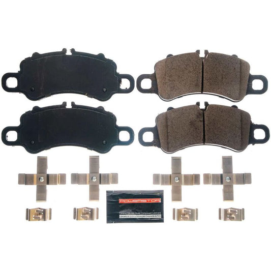 PowerStop Z23 Evolution sport brake pads with hardware for 2017-2018 Porsche 718 Boxster front brake system.