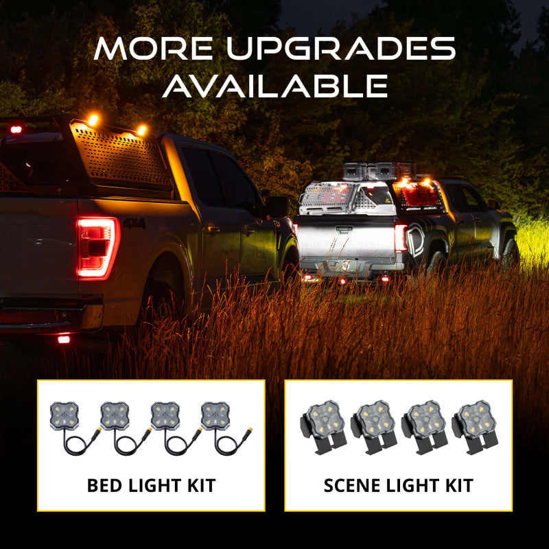 Diode Dynamics Stage Series LED chase light kit with light bars and cubes for Kuat IBEX bed rack, outdoor vehicle lighting system