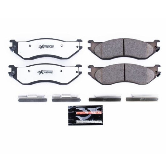 PowerStop Z36 performance front brake pads with hardware for Dodge Durango 2004-2006, designed for truck and towing applications.