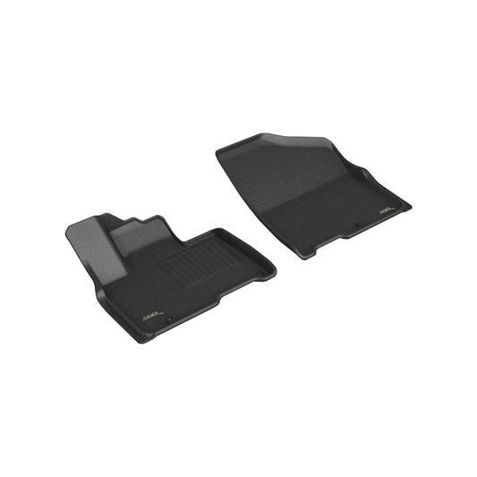 Black 3D MAXpider 2022 Kia Carnival Kagu first row rubber floor mat showing textured surface and custom fit design.