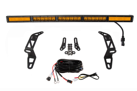 Diode Dynamics Amber combo SS30 bumper bracket kit for 2018-2021 Jeep JL Wrangler and Gladiator, featuring light bar mounting brackets.