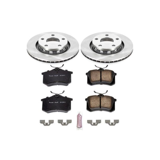 PowerStop OE rear brake kit for 1999 Audi A8, includes brake rotors and pads, designed for reliable stopping performance.