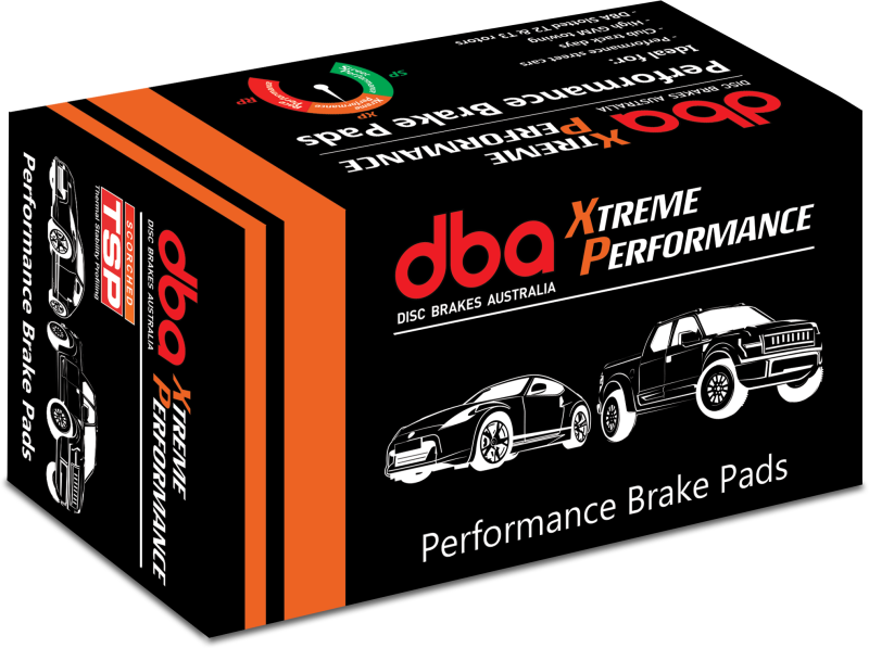 DBA Brembo XP650 rear brake pads for 2003-2006 EVO, 2004-2009 STi, 2003-2007 350Z, and G35 performance brake pad set