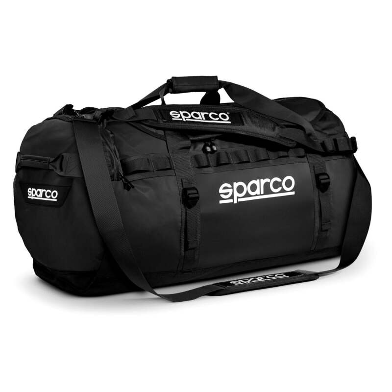 Large black Sparco Dakar duffle bag with sturdy handles and spacious main compartment, ideal for travel and sports gear.