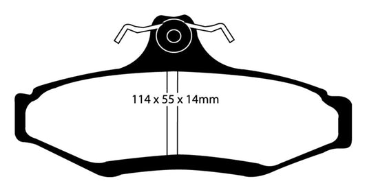 EBC Redstuff rear brake pads for Daewoo Leganza 2.2, high-performance brake pads with red friction material and backing plates.