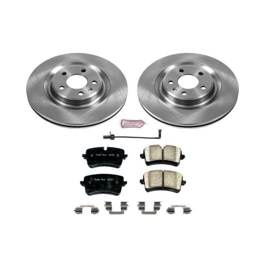 PowerStop OE rear brake kit for Audi A6 2014-2018, includes brake rotors and pads for enhanced stopping power.