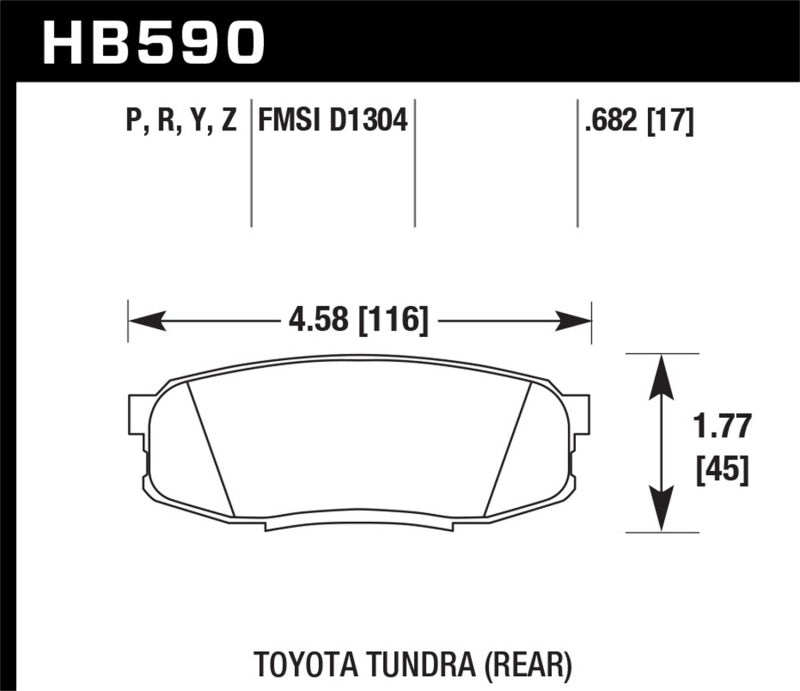 Hawk Performance brake pad set for 2019 Toyota Tundra and Lexus NX300, high-performance brake pads with metal backing plates.