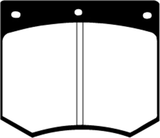 EBC Redstuff front brake pads for performance braking, featuring a 75-86 Ac 3000 3.0 design with red friction material.