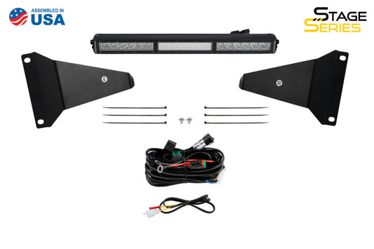 Diode Dynamics SS18 Stealth Bracket Kit for 2019-Present Ram light mounts, showing sleek black brackets attached to vehicle body