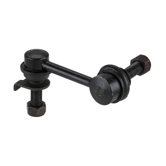 Moog Nissan 350Z front right sway bar endlink, automotive suspension part, with metal and rubber components visible.