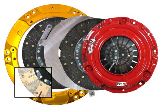 McLeod Racing RST HD Twin clutch kit with metric ring for 2011-2017 Ford Mustang GT and Boss 302 5.0L, featuring 23M spline.