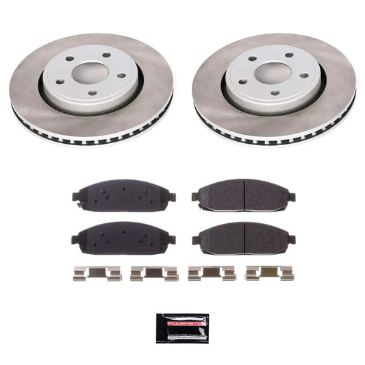 PowerStop front semi-coated brake rotor kit for Jeep Grand Cherokee 2005-2010, performance brake upgrade with ventilated rotors.