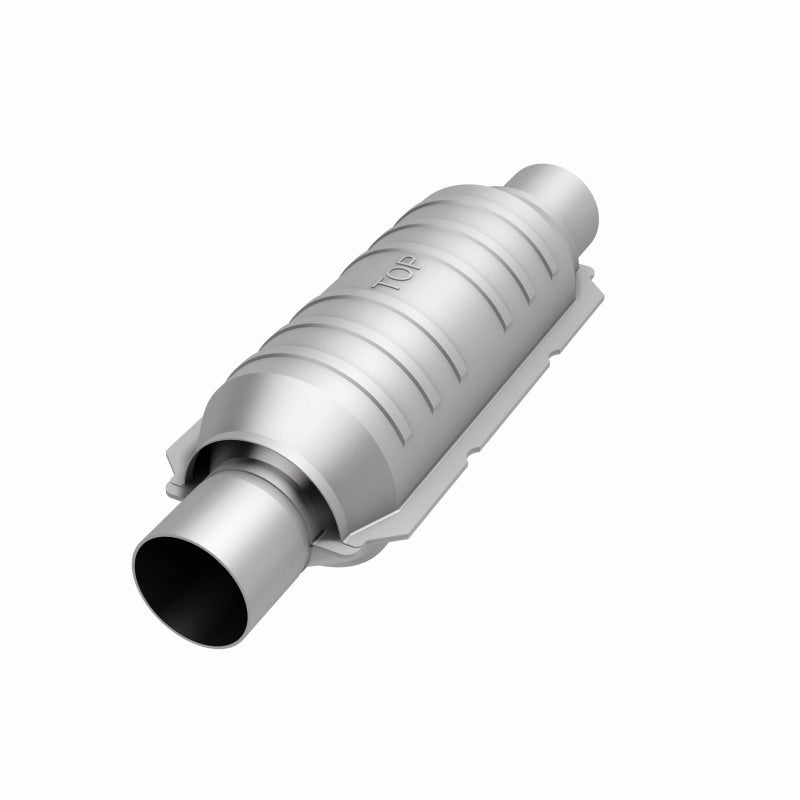 MagnaFlow universal catalytic converter with 2-inch inlet and outlet, 11-inch length, made of stainless steel.
