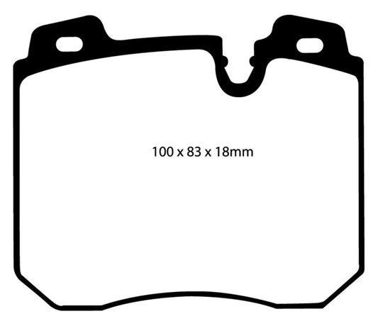 EBC Redstuff front brake pads for BMW 750iL 5.0 E32, high-performance brake pads with red friction material.