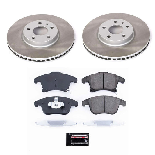 PowerStop semi-coated front brake rotor kit for 2013-2016 Lincoln MKZ, performance brake components with a clean, smooth surface.
