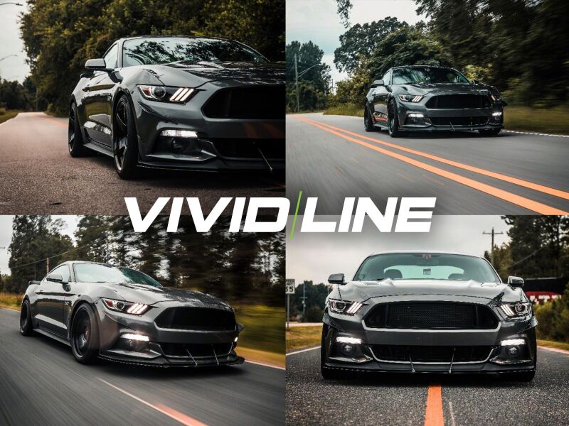 Raxiom Ford Mustang 15-17 Axial Series switchback turn signal side markers and indicator conversion kit on vehicle.
