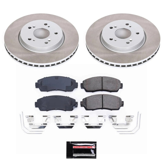 PowerStop 12-15 Honda Crosstour front semi-coated performance brake rotor kit with black finish, designed for enhanced braking.