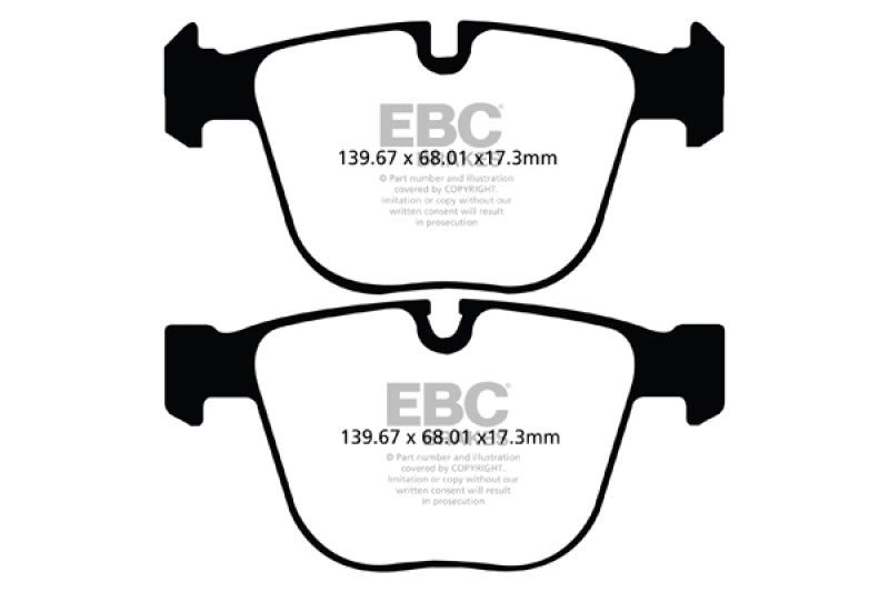 EBC Greenstuff rear brake pads for BMW 535i 3.0 Twin Turbo GT F07, performance brake pads with green friction material