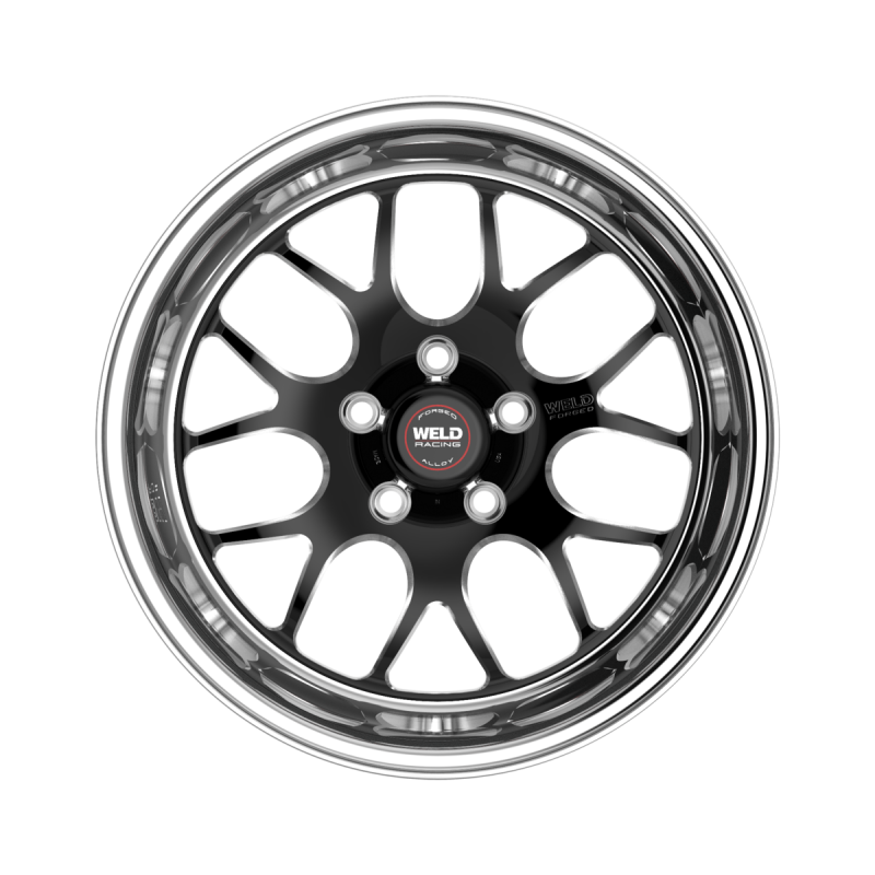 Weld S77 forged wheel with 15x9 inch size, 5x120.65 bolt pattern, black center, polished shell finish, non-BL wheel design.