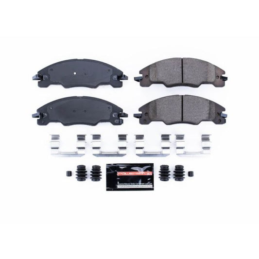PowerStop Z23 Evolution sport front brake pads for Ford Focus 2008-2011, with hardware, designed for high-performance braking.