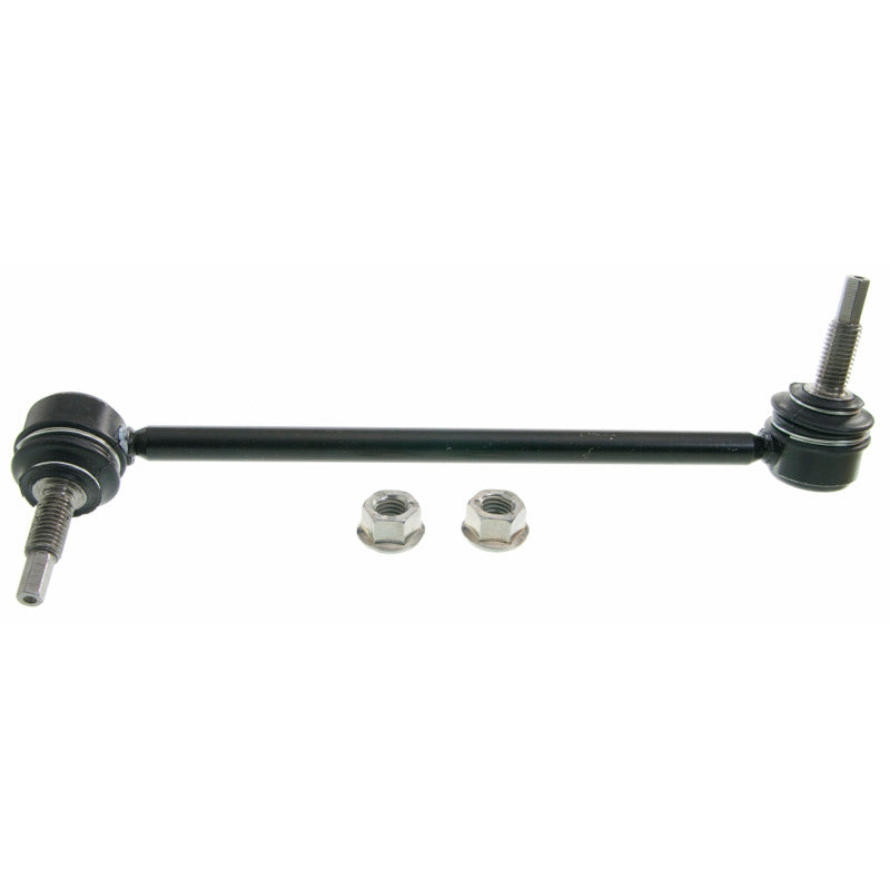 Moog front right sway bar endlink kit for Ford Taurus 1996-2007, showing metal linkage part with rubber bushings.
