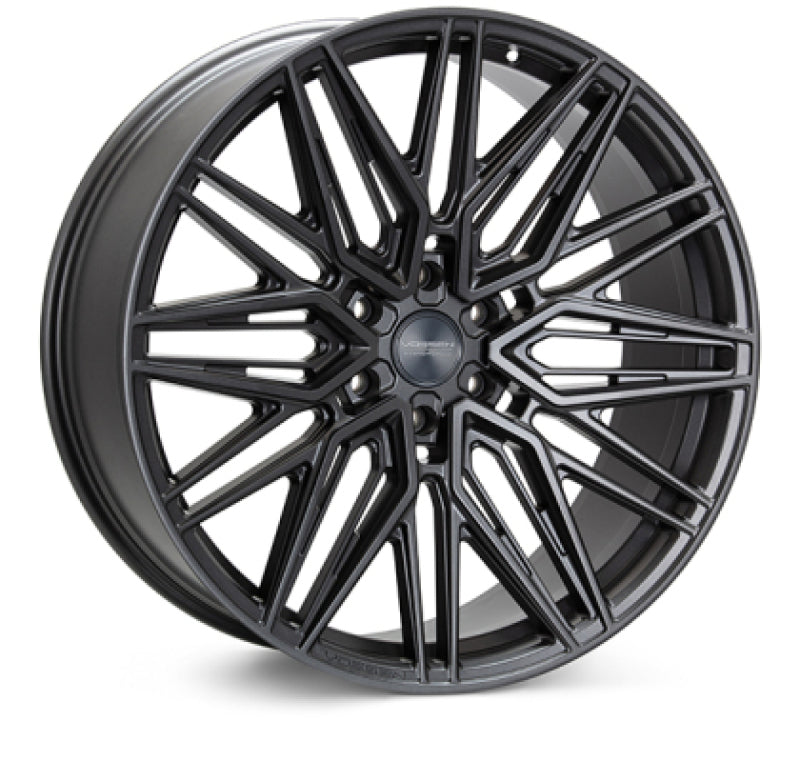 Vossen HF6-5 forged 22-inch matte gunmetal wheel, 10-inch width, 6x139.7 bolt pattern, super deep face, ET-18 offset.