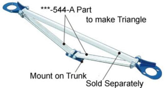 Cusco OS-T Rear Strut Bar for Toyota IS300 SXE10, black metal with mounting brackets, enhances vehicle stability and handling.