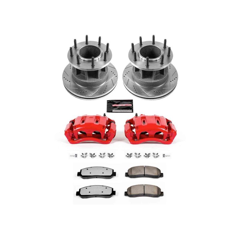 PowerStop Ford F-350 Super Duty front Z36 brake rotors with slot and drilled design, part of truck and tow kit.