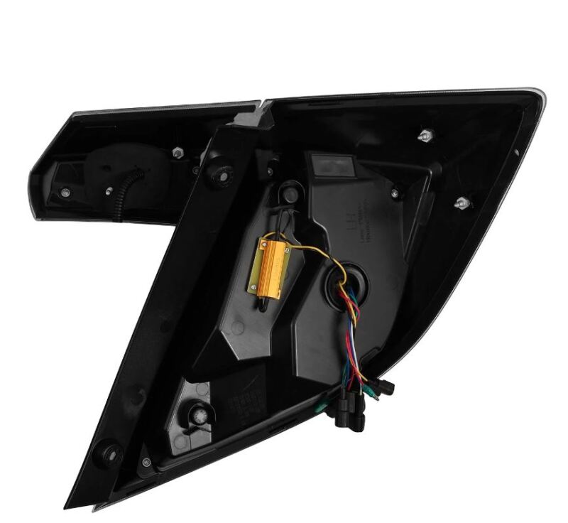 Pair of AlphaRex Nova-Series LED tail lights in black for Honda Civic Hatchback Type-R FK8, featuring modern design and LED illumination.
