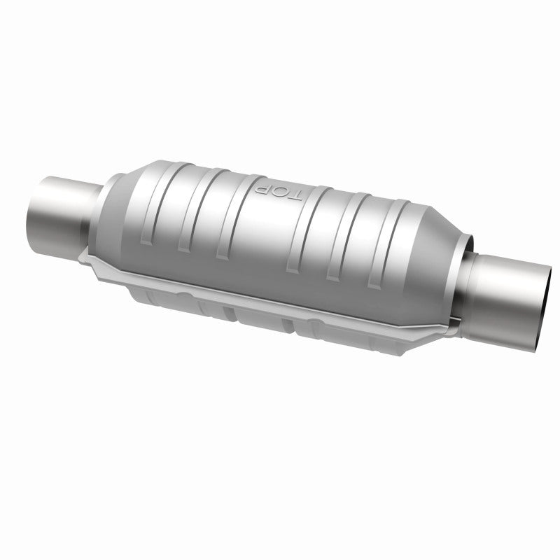 MagnaFlow universal catalytic converter with 2-inch inlet and outlet, 11-inch length, made of stainless steel.