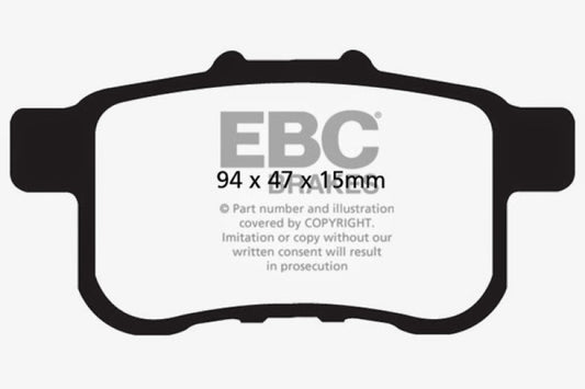 EBC Greenstuff rear brake pads installed on Acura TSX 2.4, performance brake components for enhanced stopping power.