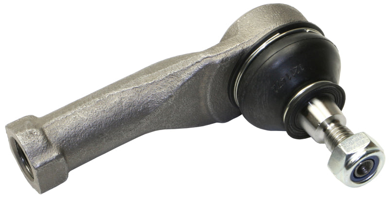 Moog front outer tie rod for Jaguar X-Type 2002-2008, close-up showing metal rod and ball joint connection.