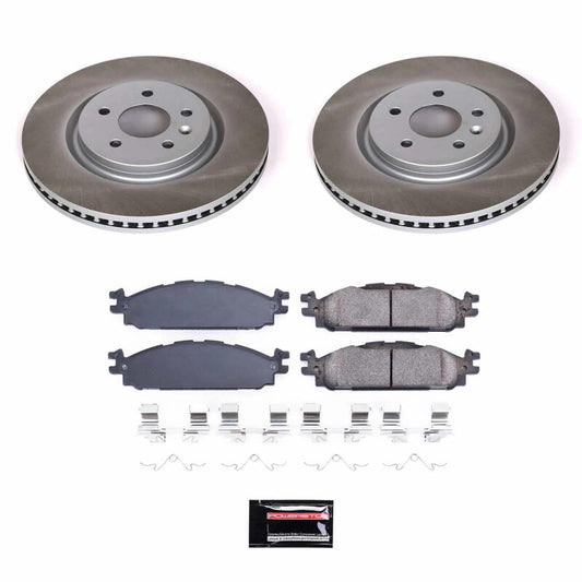 PowerStop performance semi-coated front brake rotor kit for 2011-2019 Lincoln MKT, showing the rotor and brake components.