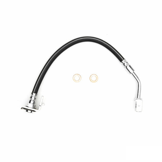 DFC Chevrolet Corvette front brake hose from the brake line kit, showing the flexible metal braided brake line for improved braking.