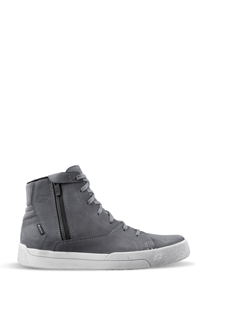 Gaerne G.Rome Gore Tex motorcycle boot in grey, size 10, made for durability and weather resistance, with sturdy leather construction.