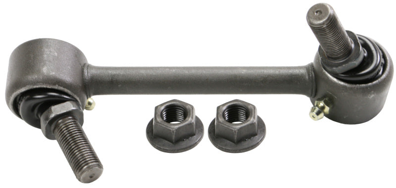 Moog Genesis G80 front left sway bar endlink, compatible with 2017-2020 models, showing the metal link with mounting bushings.