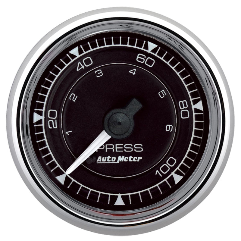 Autometer Chrono 2-1/16in 100PSI Mechanical Pressure Gauge - Chrome