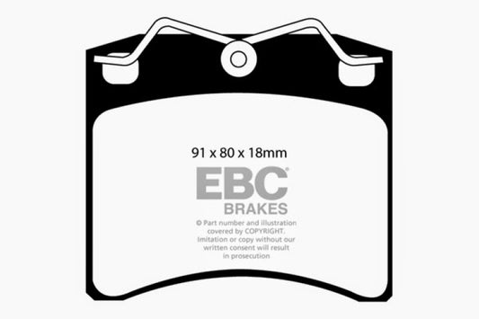 EBC Ultimax2 front brake pads for Volkswagen Eurovan 2.5L with vented rotors, OE quality brake pads, close-up view
