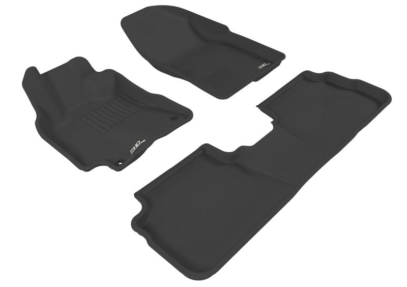 Black 3D MAXpider rubber floor mat set for 2009-2013 Toyota Corolla, featuring textured surface and tailored fit for all interior floors.