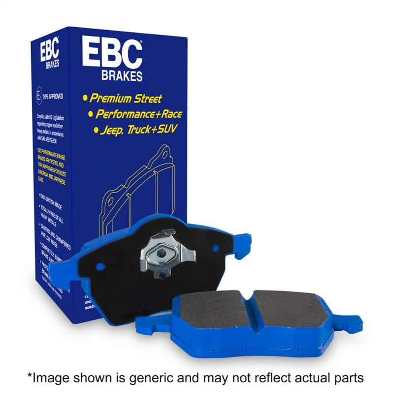 EBC Bluestuff front brake pads for Infiniti G35 2003-2004 with Brembo brakes, designed for racing and high-performance stopping.