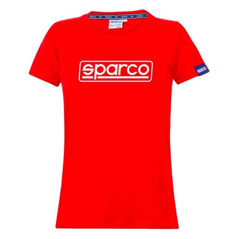 Red Sparco Lady Frame T-Shirt, small size, casual shirt with logo, designed for women.