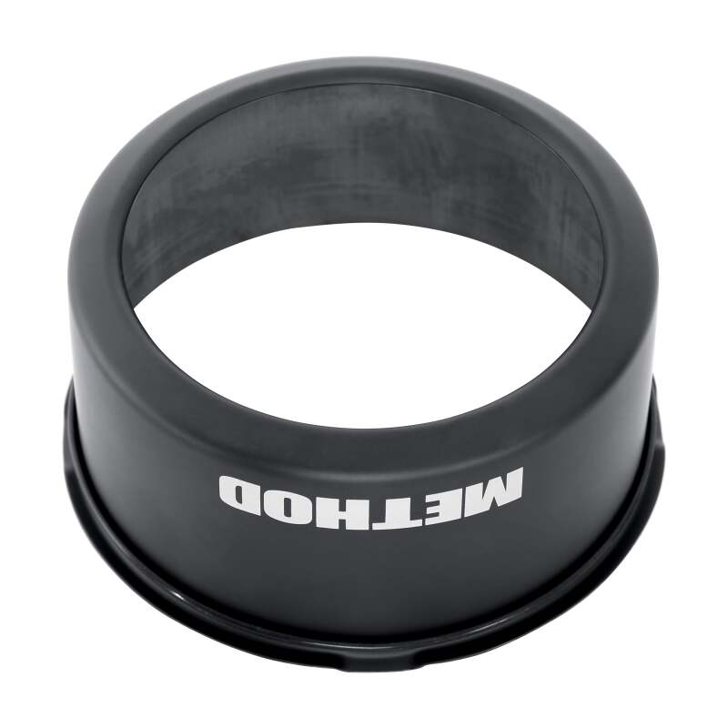 Black Method Wheels center cap, 62mm push-through open design, for vehicle wheel hub coverage and style.